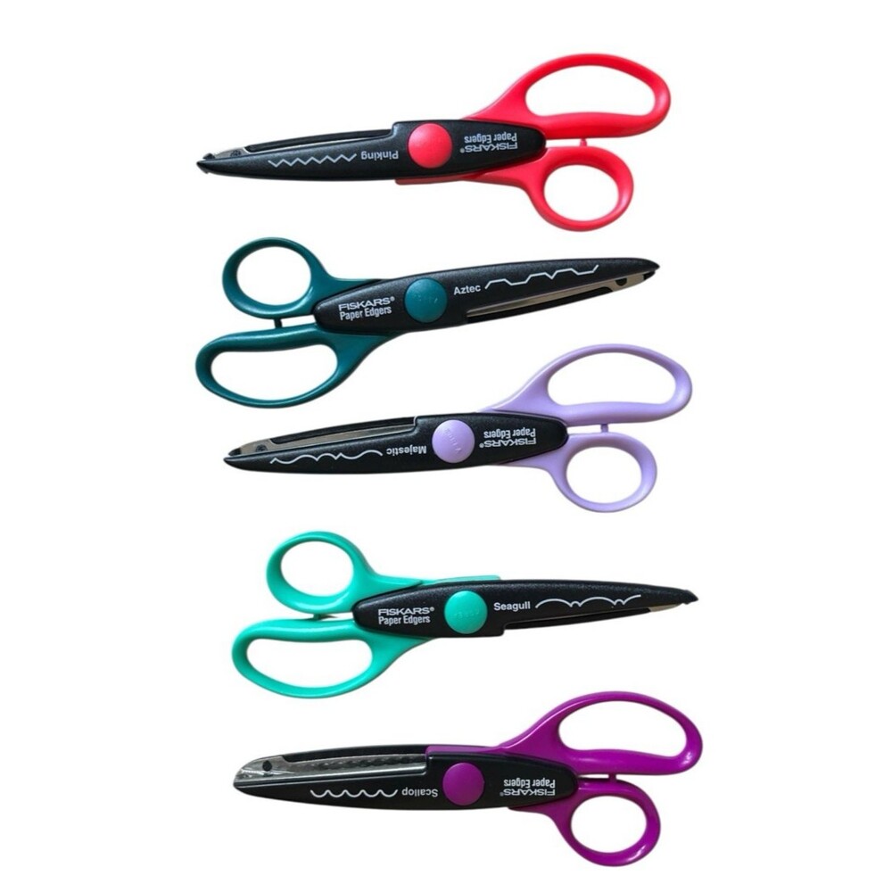 Lot Of 5 Fiskars Paper Edgers Scissors Variety Crafting Scrapbooking Cards
